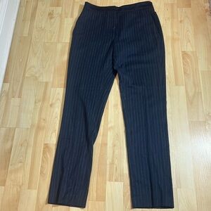 Sandro Womens Navy Pin stripped Mid Rise Business Trouser Size 36
